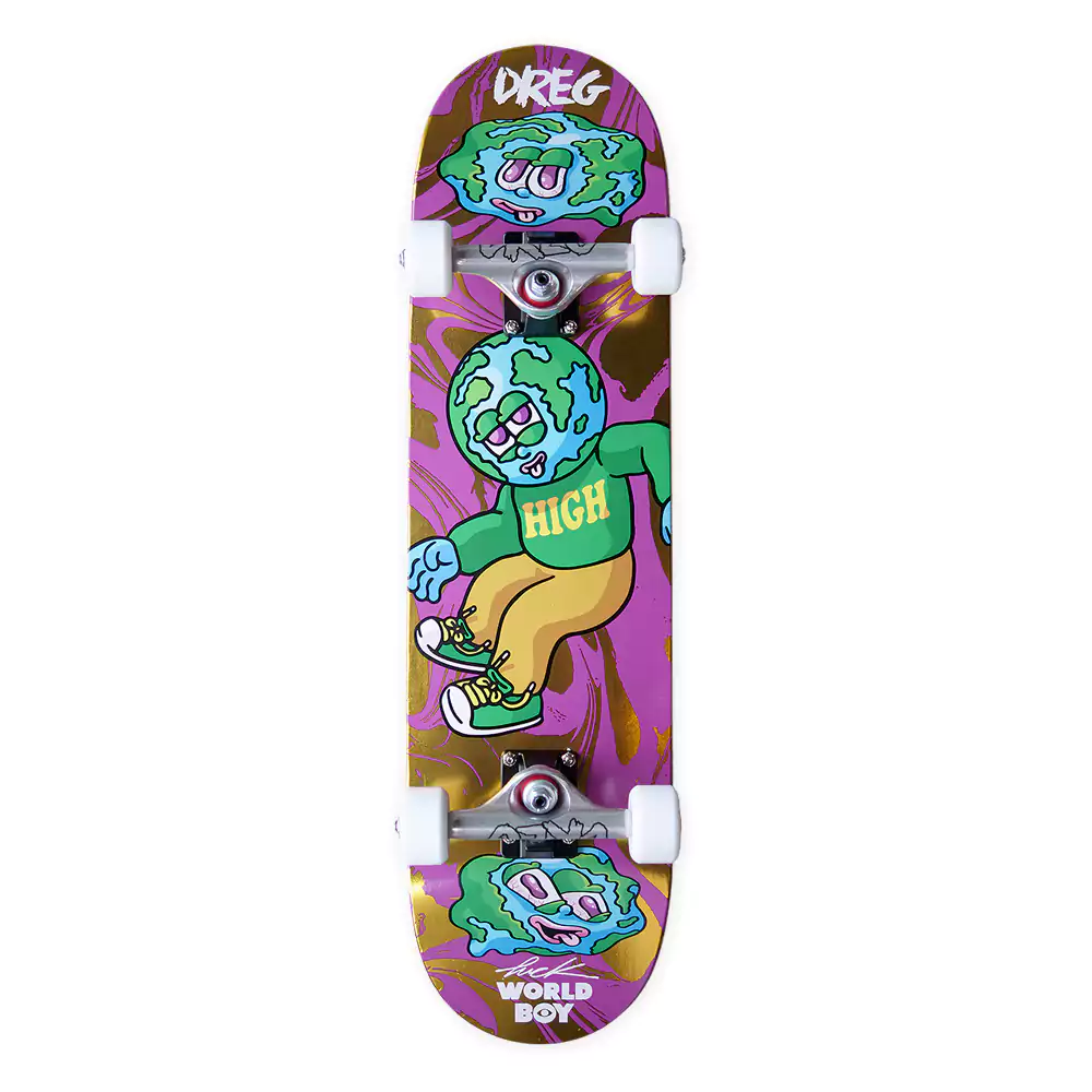DREG x PUCK Complete Set ''Get High'' 7.5 x 29'' ( Gold Foil ) 1 DREG x PUCK Complete Set ''Get High'' 7.5 x 29'' ( Gold Foil )